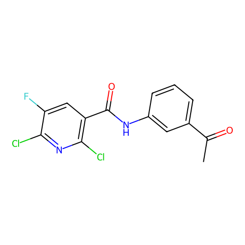 N-(3-acetylphenyl)-2,6-dichloro-5-fluoronicotinamide structure