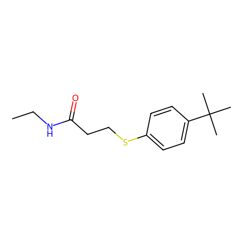 3-[(4-tert-butylphenyl)sulfanyl]-N-ethylpropanamide structure