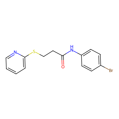 N-(4-bromophenyl)-3-(2-pyridinylsulfanyl)propanamide structure