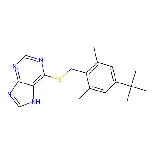 4-tert-butyl-2,6-dimethylbenzyl 9H-purin-6-yl sulfide structure