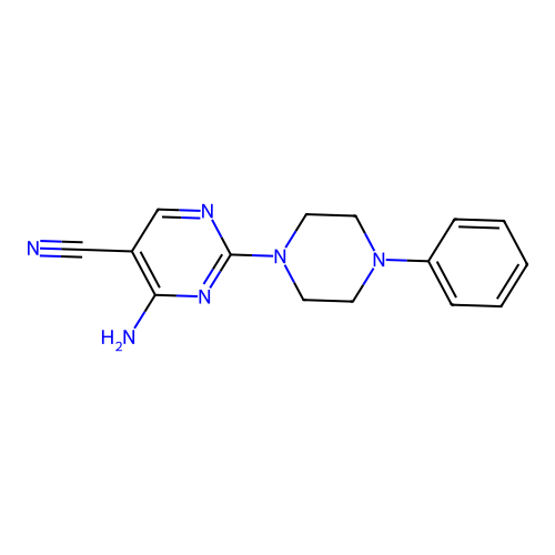 4-Amino-2-(4-phenyl-1-piperazinyl)-5-pyrimidinecarbonitrile structure
