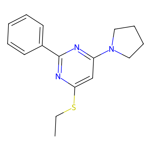 4-(Ethylsulfanyl)-2-phenyl-6-(1-pyrrolidinyl)pyrimidine structure