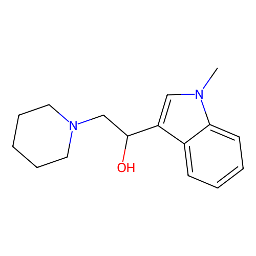 1-(1-methyl-1H-indol-3-yl)-2-(1-piperidinyl)ethanol structure