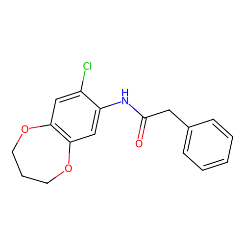 N-(7-chloro-3,4-dihydro-2H-1,5-benzodioxepin-8-yl)-2-phenylacetamide structure