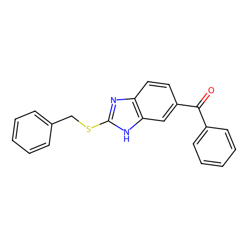 [2-(benzylsulfanyl)-1H-benzimidazol-5-yl](phenyl)methanone structure