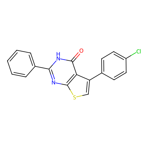 5-(4-chlorophenyl)-2-phenylthieno[2,3-d]pyrimidin-4(3H)-one structure