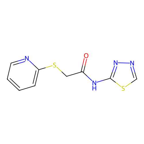 2-(2-pyridinylsulfanyl)-N-(1,3,4-thiadiazol-2-yl)acetamide structure