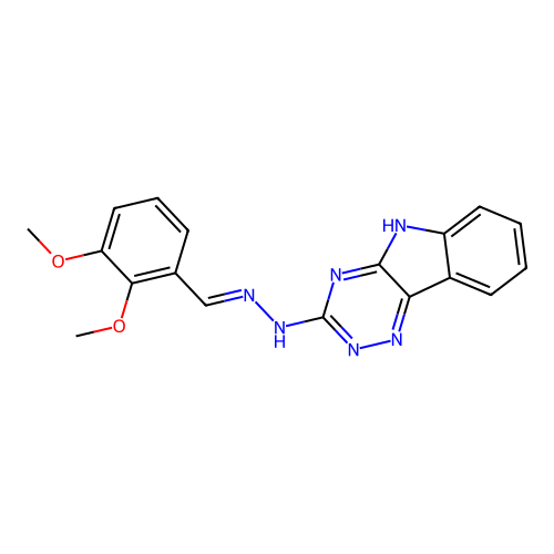 3-[(2E)-2-(2,3-dimethoxybenzylidene)hydrazinyl]-5H-[1,2,4]triazino[5,6-b]indole structure