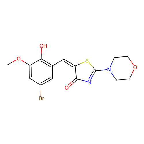 (E)-5-(5-bromo-2-hydroxy-3-methoxybenzylidene)-2-morpholinothiazol-4(5H)-one structure