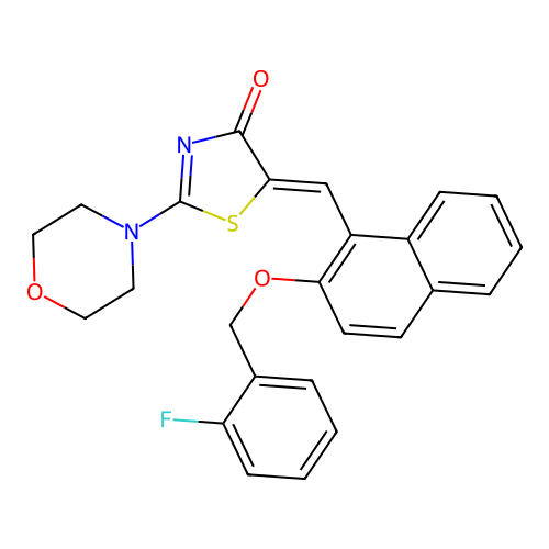 (Z)-5-((2-((2-fluorobenzyl)oxy)naphthalen-1-yl)methylene)-2-morpholinothiazol-4(5H)-one structure