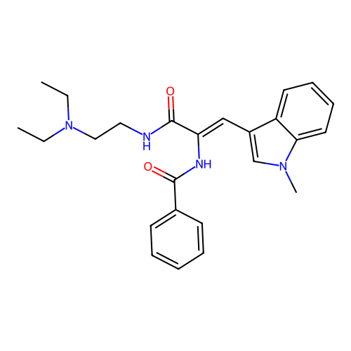N-[(Z)-3-(2-diethylaminoethylamino)-1-(1-methylindol-3-yl)-3-oxoprop-1-en-2-yl]benzamide structure