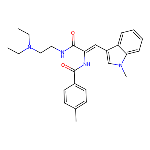 (Z)-N-(3-((2-(diethylamino)ethyl)amino)-1-(1-methyl-1H-indol-3-yl)-3-oxoprop-1-en-2-yl)-4-methylbenzamide structure