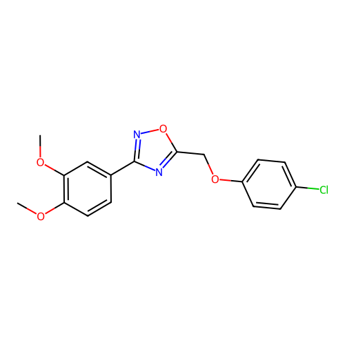 5-[(4-Chlorophenoxy)methyl]-3-(3,4-dimethoxyphenyl)-1,2,4-oxadiazole structure