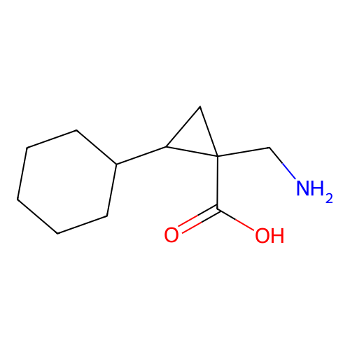 1-(Aminomethyl)-2-cyclohexylcyclopropane-1-carboxylic acid structure