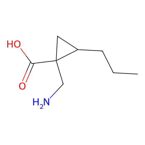 1-(Aminomethyl)-2-propylcyclopropane-1-carboxylic acid structure