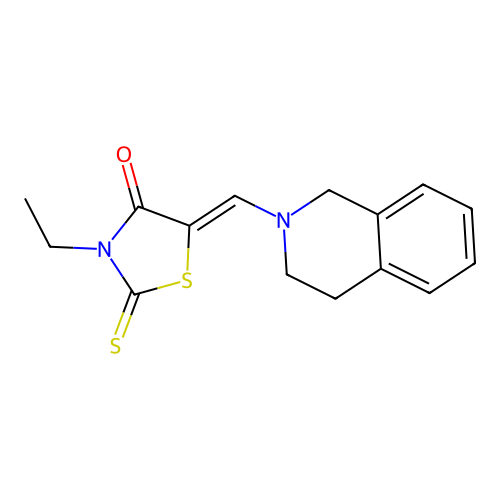 (Z)-5-((3,4-dihydroisoquinolin-2(1H)-yl)methylene)-3-ethyl-2-thioxothiazolidin-4-one structure