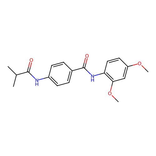 N-(2,4-dimethoxyphenyl)-4-[(2-methylpropanoyl)amino]benzamide structure