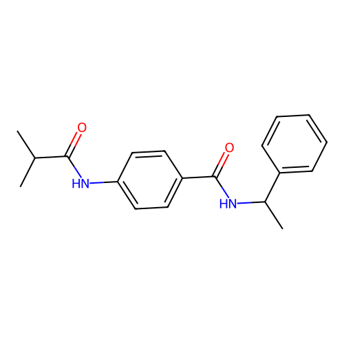 4-[(2-methylpropanoyl)amino]-N-(1-phenylethyl)benzamide structure