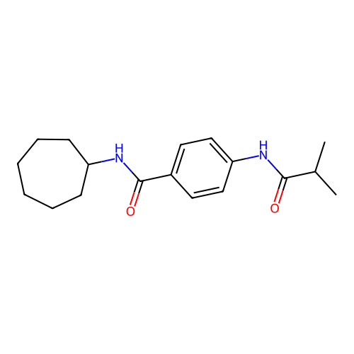 N-cycloheptyl-4-[(2-methylpropanoyl)amino]benzamide structure