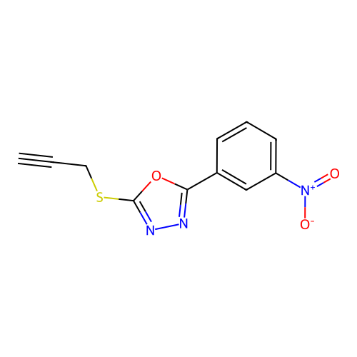 2-(3-Nitrophenyl)-5-(prop-2-yn-1-ylsulfanyl)-1,3,4-oxadiazole structure