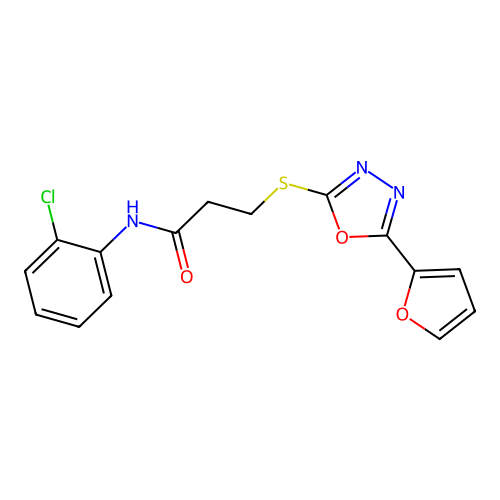 N-(2-chlorophenyl)-3-{[5-(furan-2-yl)-1,3,4-oxadiazol-2-yl]sulfanyl}propanamide structure