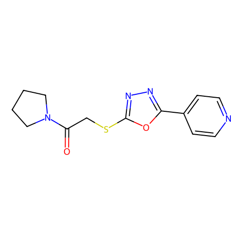 2-[(5-Pyridin-4-yl-1,3,4-oxadiazol-2-yl)sulfanyl]-1-pyrrolidin-1-ylethanone structure