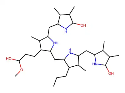 5-[[5-[[5-[(5-hydroxy-3,4-dimethylpyrrolidin-2-yl)methyl]-3-(3-hydroxy-3-methoxypropyl)-4-methylpyrrolidin-2-yl]methyl]-3-methyl-4-propylpyrrolidin-2-yl]methyl]-3,4-dimethylpyrrolidin-2-ol structure