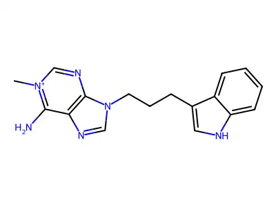 9-[3-(1H-indol-3-yl)propyl]-1-methylpurin-1-ium-6-amine structure