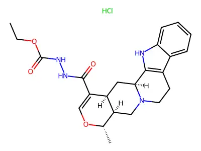 Oxayohimban-16-carboxylic acid, 16,17-didehydro-19-methyl-, 2-(ethoxycarbonyl)hydrazide, monohydrochloride, (19-alpha,20-alpha)- structure