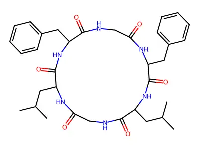 Cyclo(glycylleucylphenylalanylglycylphenylalanylleucyl) structure