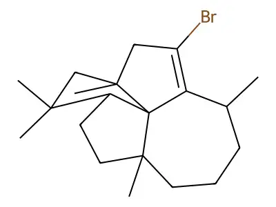 6-Bromo-3,3,4a,7,10a-pentamethyl-1,2,2a,3,4,4a,5,7,8,9,10,10a-dodecahydropentaleno[1,6-cd]azulene structure