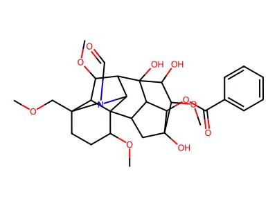 20-Formyl-8,13,15-trihydroxy-1,6,16-trimethoxy-4-(methoxymethyl)aconitan-14-yl benzoate structure