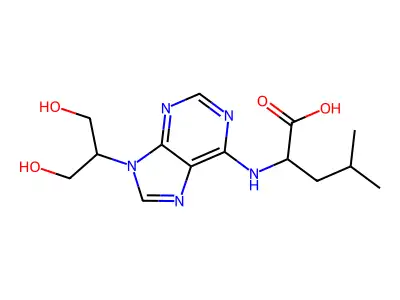 N-[9-(1,3-Dihydroxypropan-2-yl)-9H-purin-6-yl]leucine structure