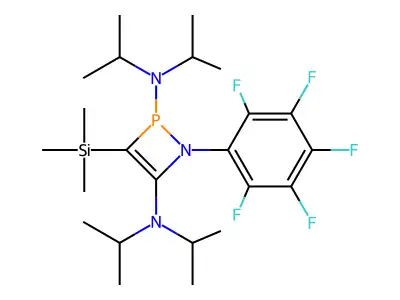 1-(2,3,4,5,6-pentafluorophenyl)-2-N,2-N,4-N,4-N-tetra(propan-2-yl)-3-trimethylsilylazaphosphete-2,4-diamine structure