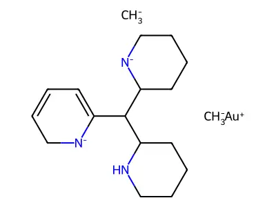 Carbanide; Gold(+1) Cation; 2-[2-piperidyl-(3,4,5,6-tetrahydro-2H-pyridin-2-yl)methyl]-6H-pyridine structure