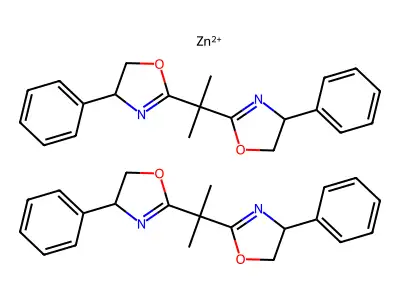 Zinc 4-phenyl-2-[2-(4-phenyl-4,5-dihydro-1,3-oxazol-2-yl)propan-2-yl]-4,5-dihydro-1,3-oxazole structure
