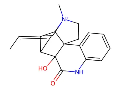 12-Ethylidene-5a-hydroxy-3-methyl-6-oxo-2,3,3a,4,5,5a,6,7-octahydro-1H-3,5-ethanopyrrolo[3',2':2,3]cyclopenta[1,2-c]quinolin-3-ium structure