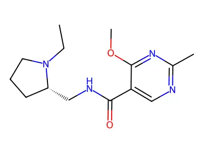 5-Pyrimidinecarboxamide, N-((1-ethyl-2-pyrrolidinyl)methyl)-4-methoxy-2-methyl-, (S)-(-) structure