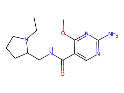 5-Pyrimidinecarboxamide, 2-amino-N-((1-ethyl-2-pyrrolidinyl)methyl)-4-methoxy- structure