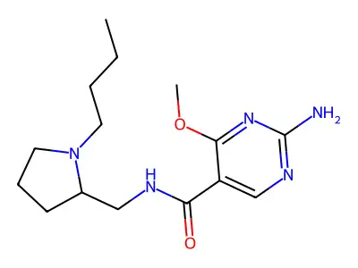 5-Pyrimidinecarboxamide, 2-amino-N-((1-butyl-2-pyrrolidinyl)methyl)-4-methoxy- structure