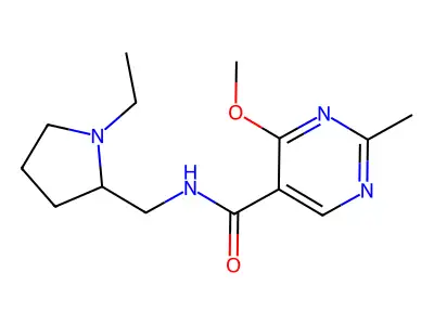 5-Pyrimidinecarboxamide, N-((1-ethyl-2-pyrrolidinyl)methyl)-4-methoxy-2-methyl- structure