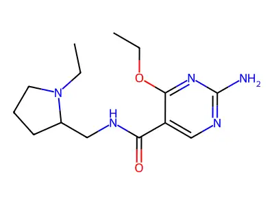 5-Pyrimidinecarboxamide, 2-amino-4-ethoxy-N-((1-ethyl-2-pyrrolidinyl)methyl)- structure