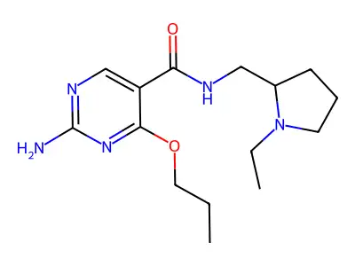 5-Pyrimidinecarboxamide, 2-amino-N-((1-ethyl-2-pyrrolidinyl)methyl)-4-propoxy- structure