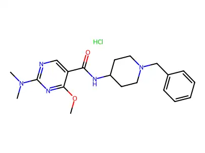 5-Pyrimidinecarboxamide, N-(1-benzyl-4-piperidyl)-2-(dimethylamino)-4-methoxy-, monohydrochloride structure