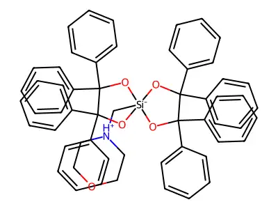 4-[(2,2,3,3,7,7,8,8-octakis-phenyl-1,4,6,9-tetraoxa-5-silanuidaspiro[4.4]nonan-5-yl)methyl]morpholin-4-ium structure