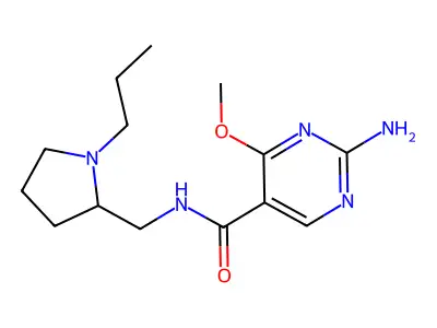 5-Pyrimidinecarboxamide, 2-amino-4-methoxy-N-((1-propyl-2-pyrrolidinyl)methyl)- structure