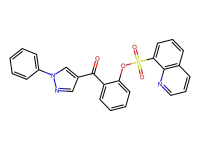 2-[(1-phenyl-1H-pyrazol-4-yl)carbonyl]phenyl 8-quinolinesulfonate structure