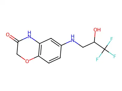 6-[(3,3,3-trifluoro-2-hydroxypropyl)amino]-2H-1,4-benzoxazin-3(4H)-one structure