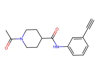 1-acetyl-N-(3-ethynylphenyl)-4-piperidinecarboxamide structure