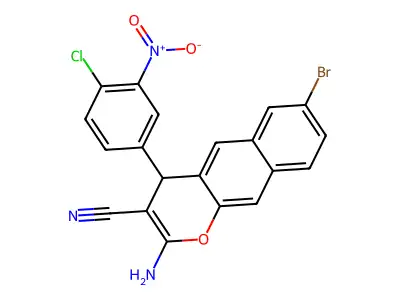 2-amino-7-bromo-4-(4-chloro-3-nitrophenyl)-4H-benzo[g]chromene-3-carbonitrile structure